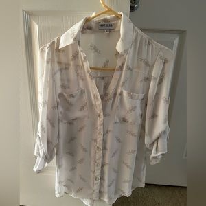 Express Portofino Feather button up blouse